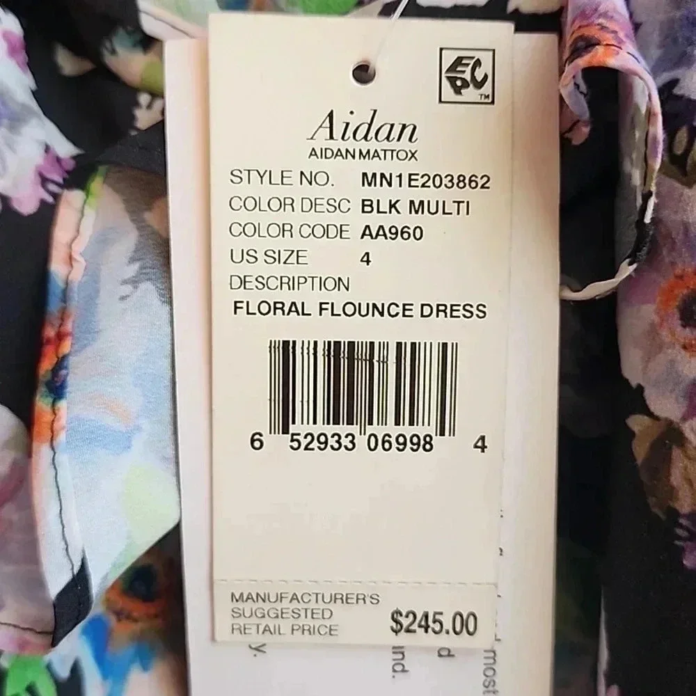 Aidan Mattox Floral Flounce High/Low Maxi Dress size 4 NWT Formal Wedding Guest - Picture 12 of 16